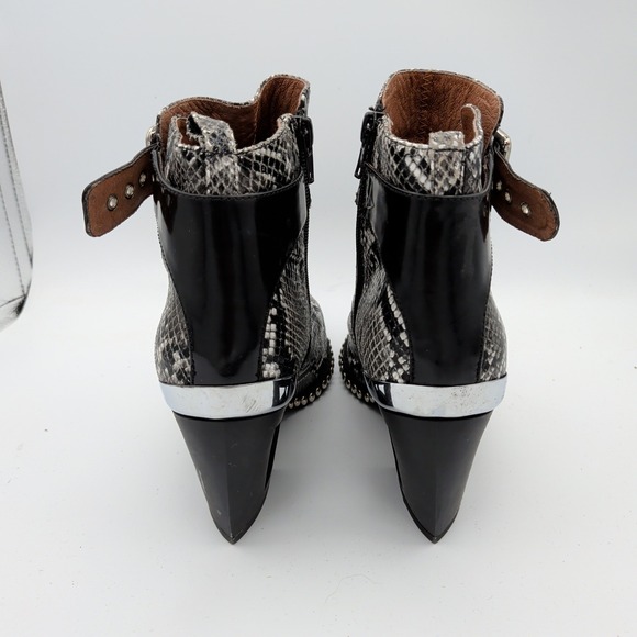 Jeffrey Campbell Verdant M Snakeskin Leather Ankle Boots Grey Black Womens 9 - Picture 5 of 9